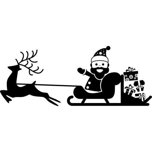 santa claus on his sled carried by a reindeer